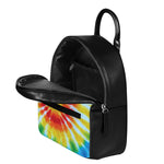 Circle Tie Dye Print Leather Backpack