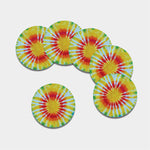 Circle Tie Dye Print Leather Coaster Set