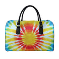 Circle Tie Dye Print Leather Duffel Bag