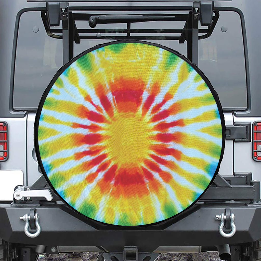 Circle Tie Dye Print Leather Spare Tire Cover