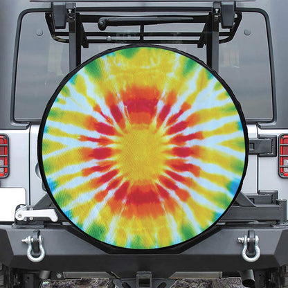 Circle Tie Dye Print Leather Spare Tire Cover