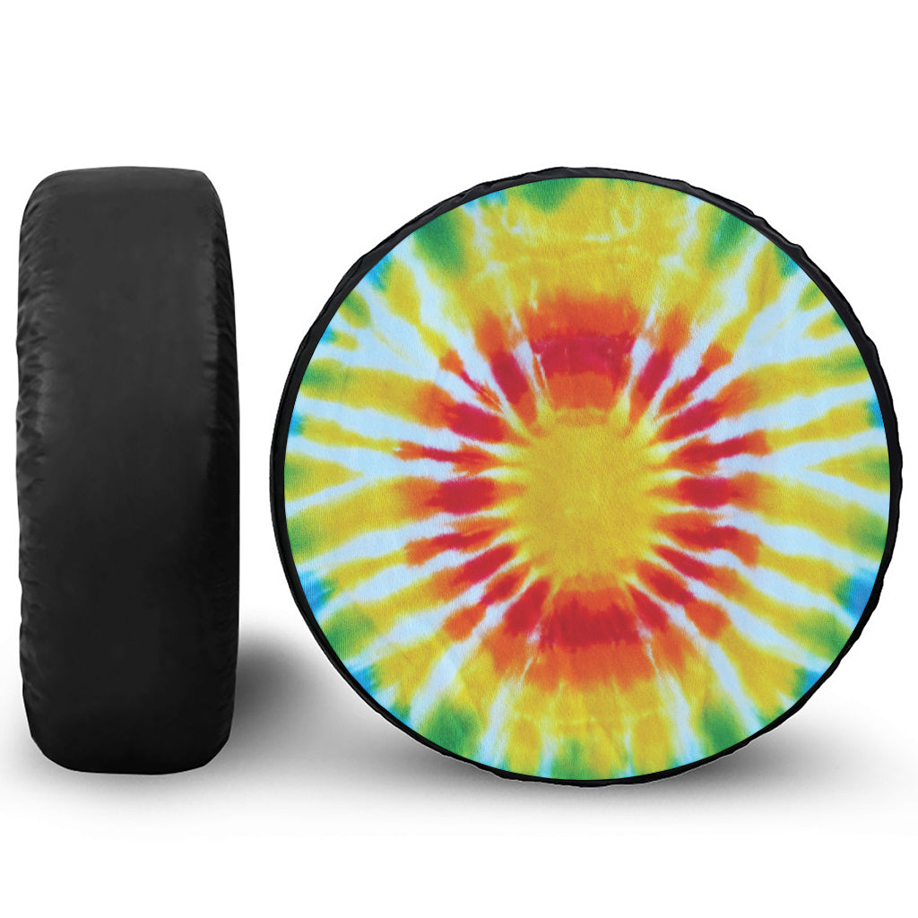 Circle Tie Dye Print Leather Spare Tire Cover
