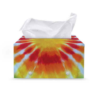 Circle Tie Dye Print Leather Tissue Box Cover