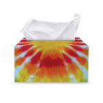 Circle Tie Dye Print Leather Tissue Box Cover