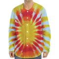 Circle Tie Dye Print Long Sleeve Baseball Jersey