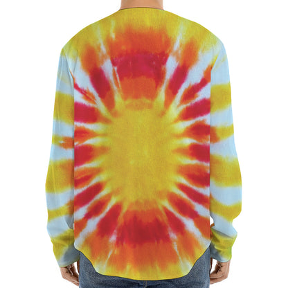 Circle Tie Dye Print Long Sleeve Baseball Jersey