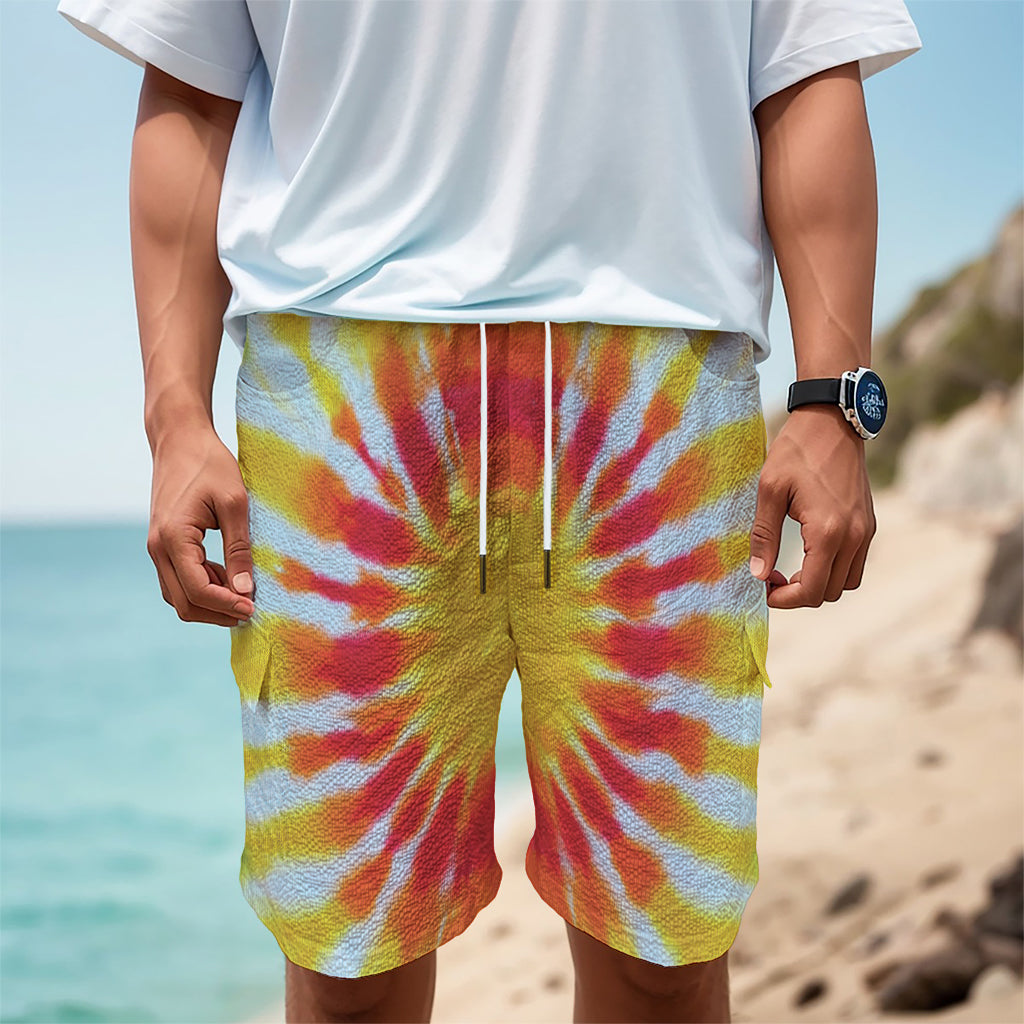 Circle Tie Dye Print Men's Cargo Shorts