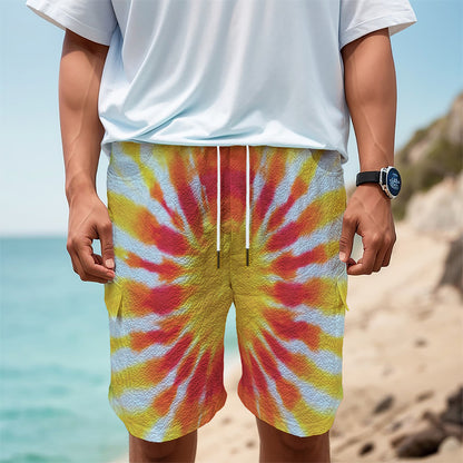 Circle Tie Dye Print Men's Cargo Shorts