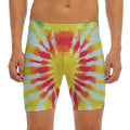 Circle Tie Dye Print Men's Long Boxer Briefs