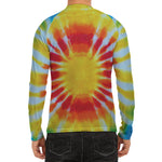 Circle Tie Dye Print Men's Long Sleeve Rash Guard