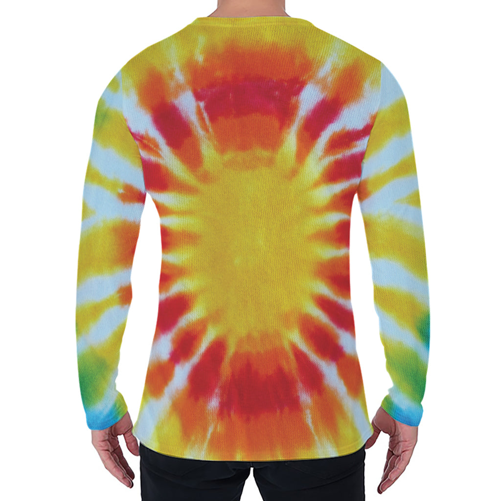 Circle Tie Dye Print Men's Long Sleeve T-Shirt