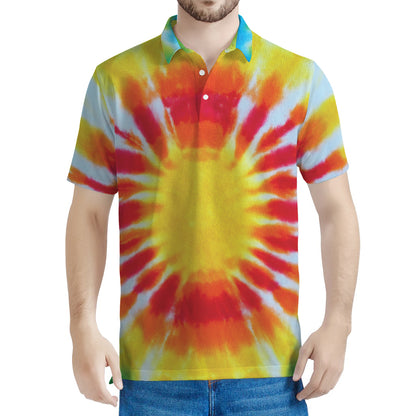 Circle Tie Dye Print Men's Polo Shirt