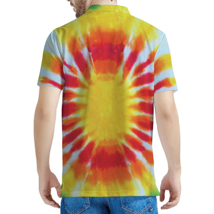 Circle Tie Dye Print Men's Polo Shirt