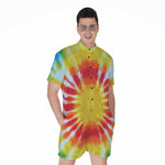 Circle Tie Dye Print Men's Rompers
