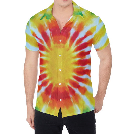 Circle Tie Dye Print Men's Shirt