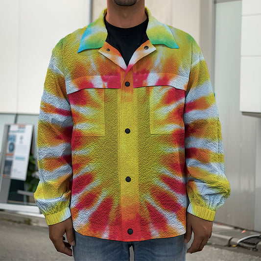 Circle Tie Dye Print Men's Shirt Jacket
