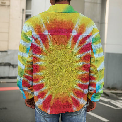 Circle Tie Dye Print Men's Shirt Jacket