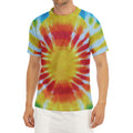 Circle Tie Dye Print Men's Short Sleeve Rash Guard