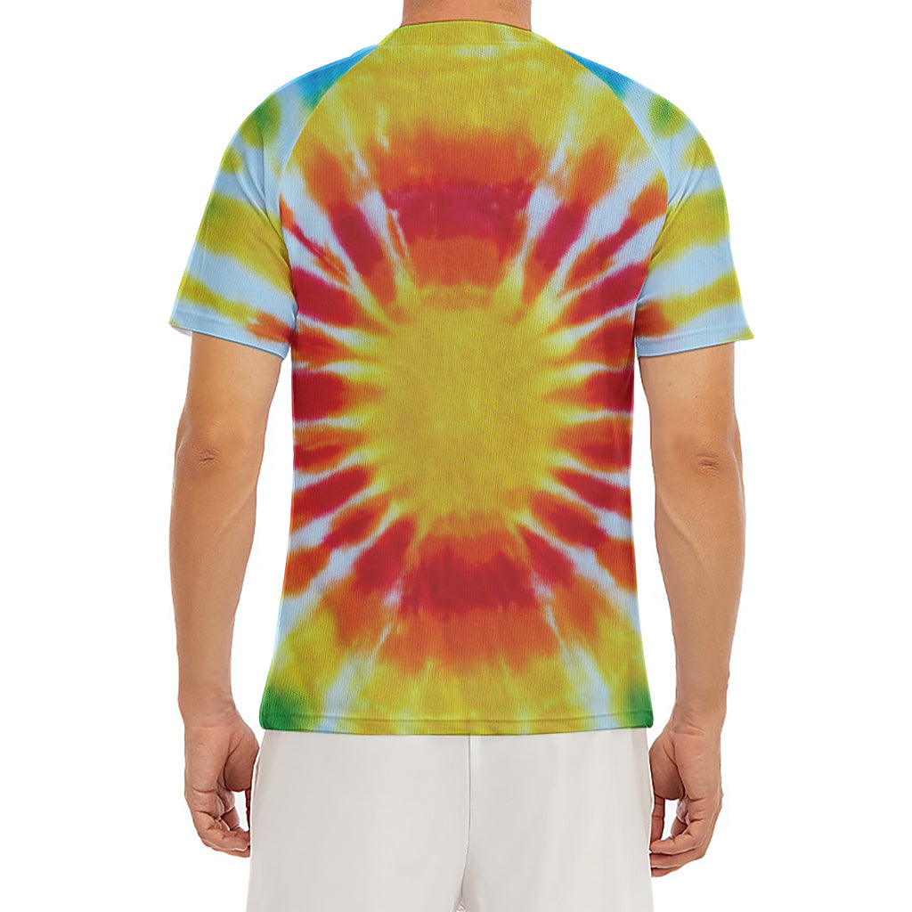 Circle Tie Dye Print Men's Short Sleeve Rash Guard