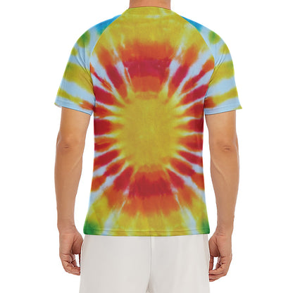 Circle Tie Dye Print Men's Short Sleeve Rash Guard