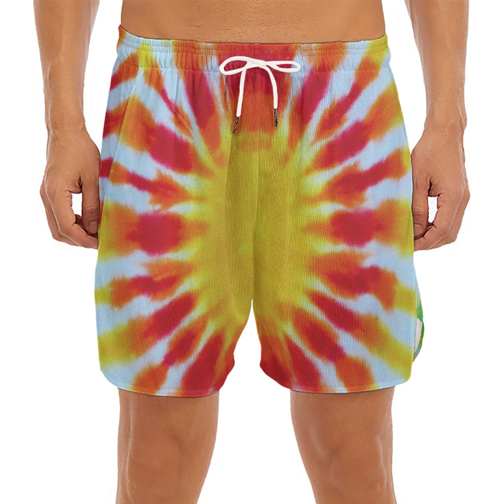 Circle Tie Dye Print Men's Split Running Shorts