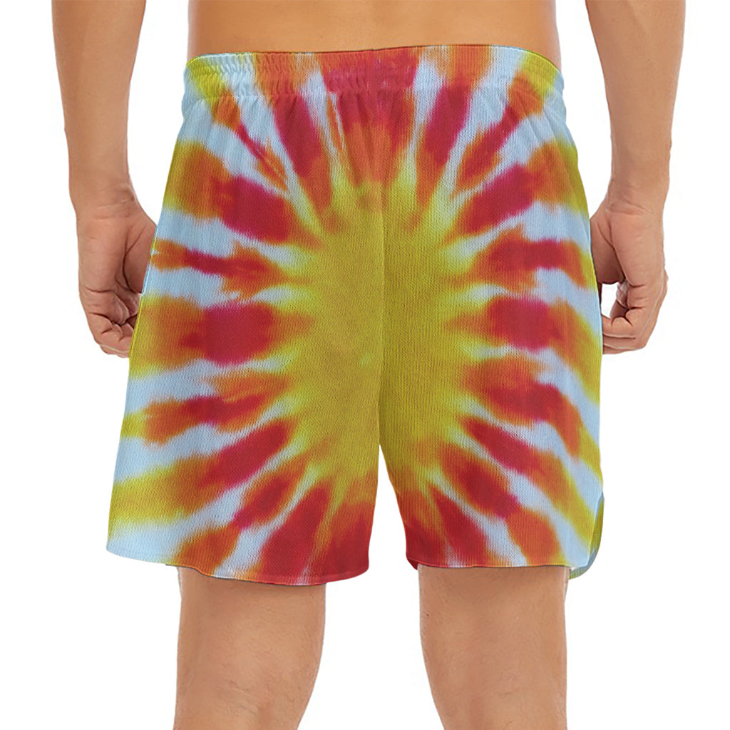 Circle Tie Dye Print Men's Split Running Shorts