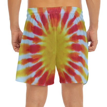 Circle Tie Dye Print Men's Split Running Shorts