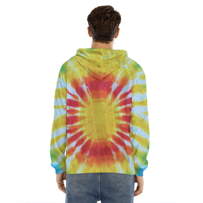 Circle Tie Dye Print Men's Velvet Pullover Hoodie