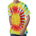 Circle Tie Dye Print Men's Velvet T-Shirt