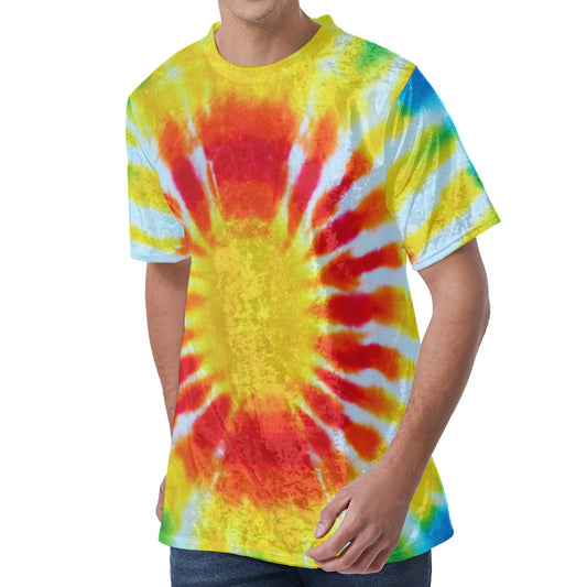 Circle Tie Dye Print Men's Velvet T-Shirt