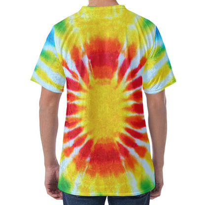 Circle Tie Dye Print Men's Velvet T-Shirt