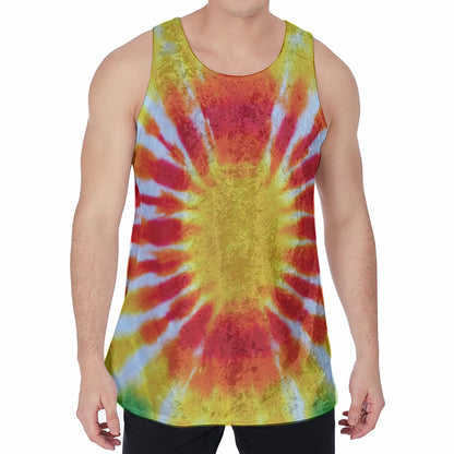 Circle Tie Dye Print Men's Velvet Tank Top