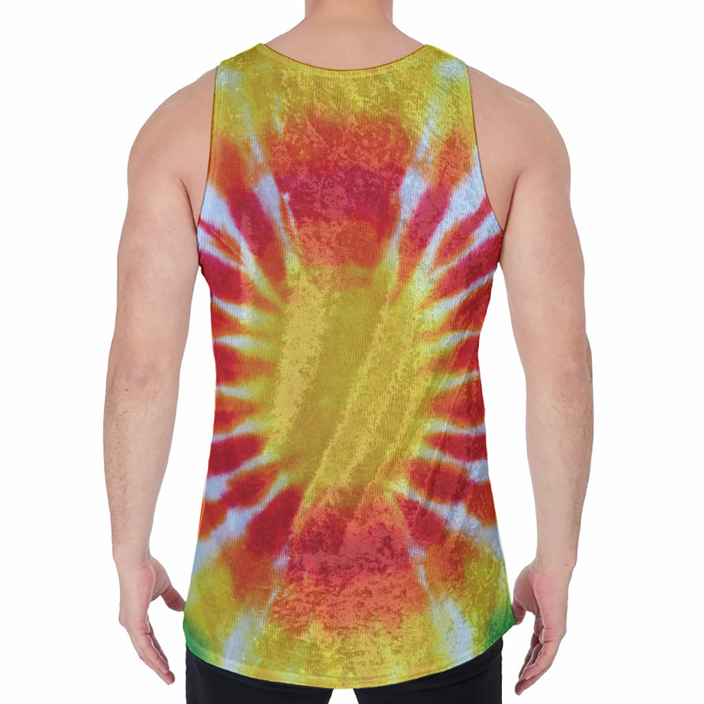 Circle Tie Dye Print Men's Velvet Tank Top