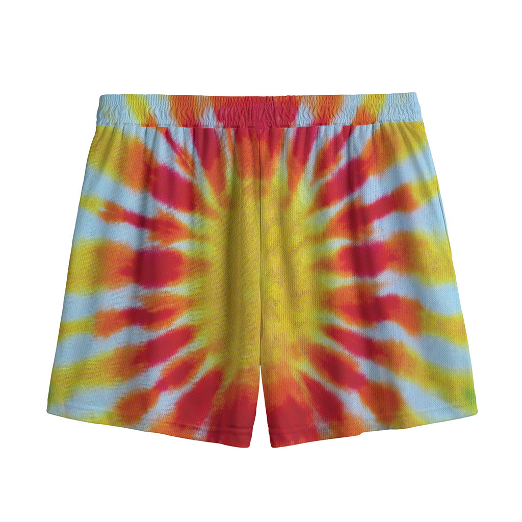 Circle Tie Dye Print Mesh Shorts