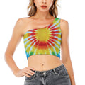 Circle Tie Dye Print One Shoulder Crop Top