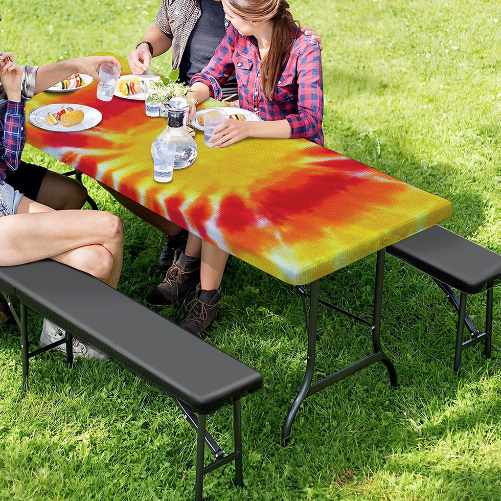 Circle Tie Dye Print Picnic Table Cover