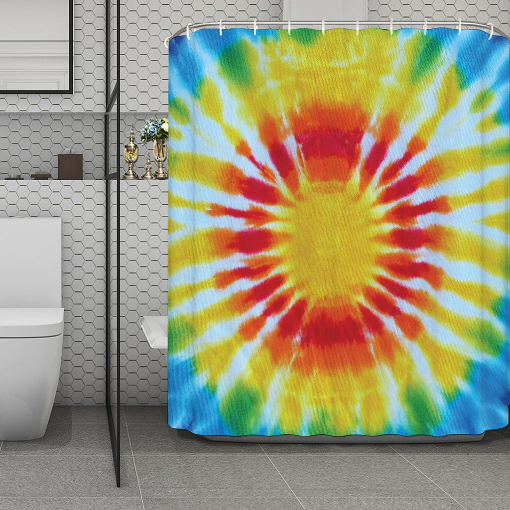 Circle Tie Dye Print Polyester Shower Curtain