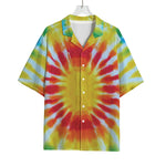 Circle Tie Dye Print Rayon Hawaiian Shirt