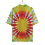 Circle Tie Dye Print Rayon Hawaiian Shirt