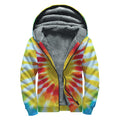 Circle Tie Dye Print Sherpa Lined Zip Up Hoodie