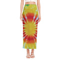 Circle Tie Dye Print Side Slit Maxi Skirt