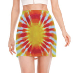 Circle Tie Dye Print Side Slit Mini Skirt