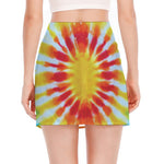 Circle Tie Dye Print Side Slit Mini Skirt