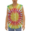 Circle Tie Dye Print Sleeveless Baseball Jersey