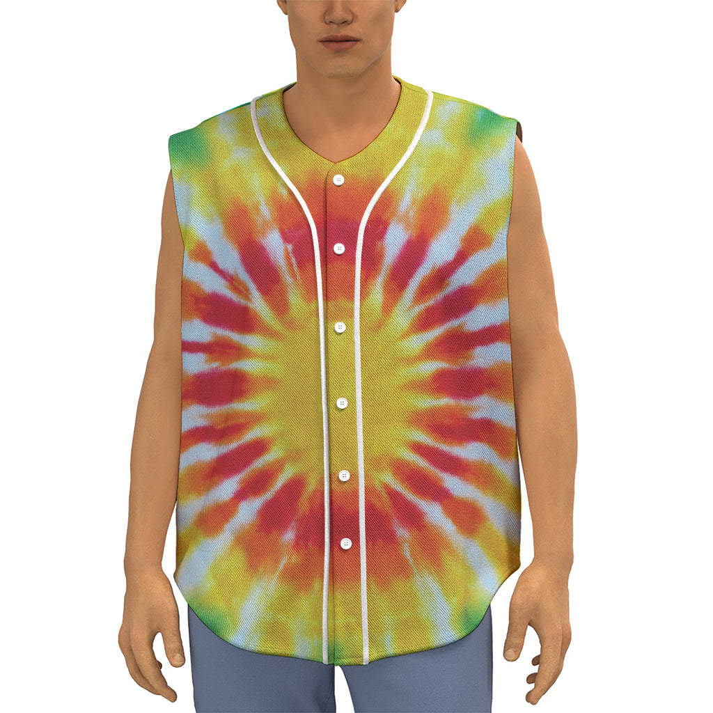 Circle Tie Dye Print Sleeveless Baseball Jersey