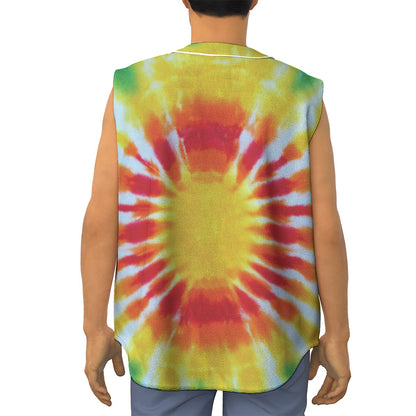 Circle Tie Dye Print Sleeveless Baseball Jersey