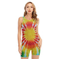 Circle Tie Dye Print Sleeveless One Piece Swimsuit
