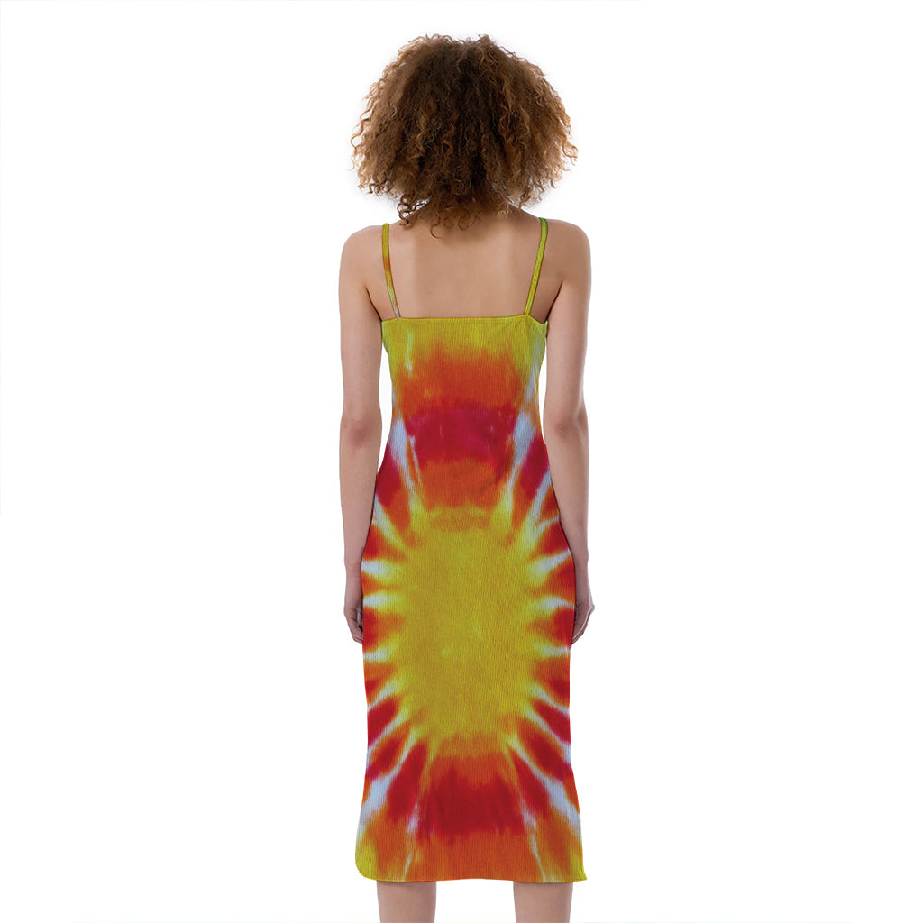 Circle Tie Dye Print Slim Fit Midi Cami Dress