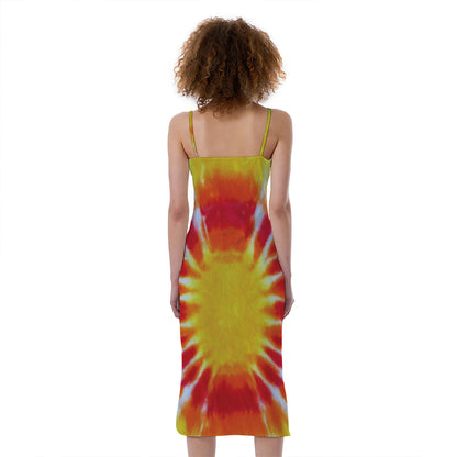 Circle Tie Dye Print Slim Fit Midi Cami Dress