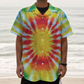 Circle Tie Dye Print Textured Short Sleeve Shirt